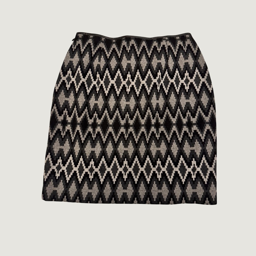 INC International Concepts Pencil Skirt Womens 8P Black Gray Geometric Jacquard